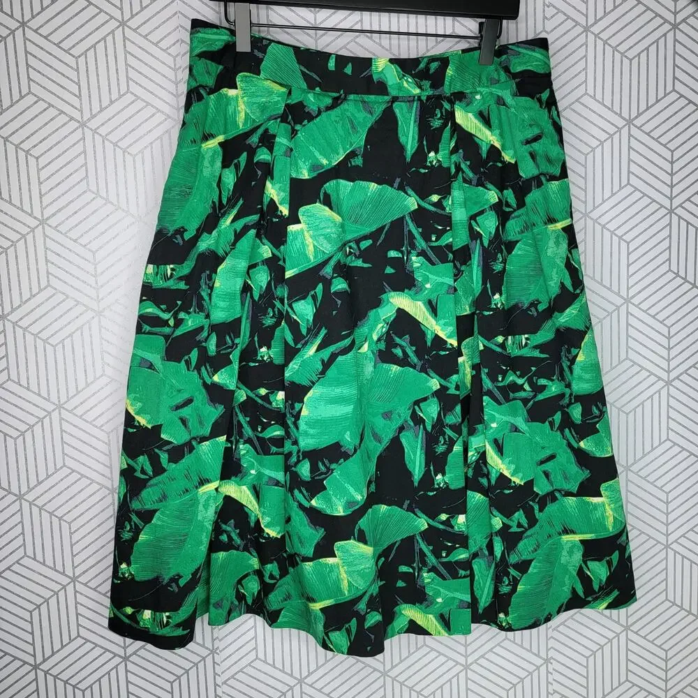 Vince Camuto Island Palm Pleat Skirt Sz 12 - Picture 2 of 12